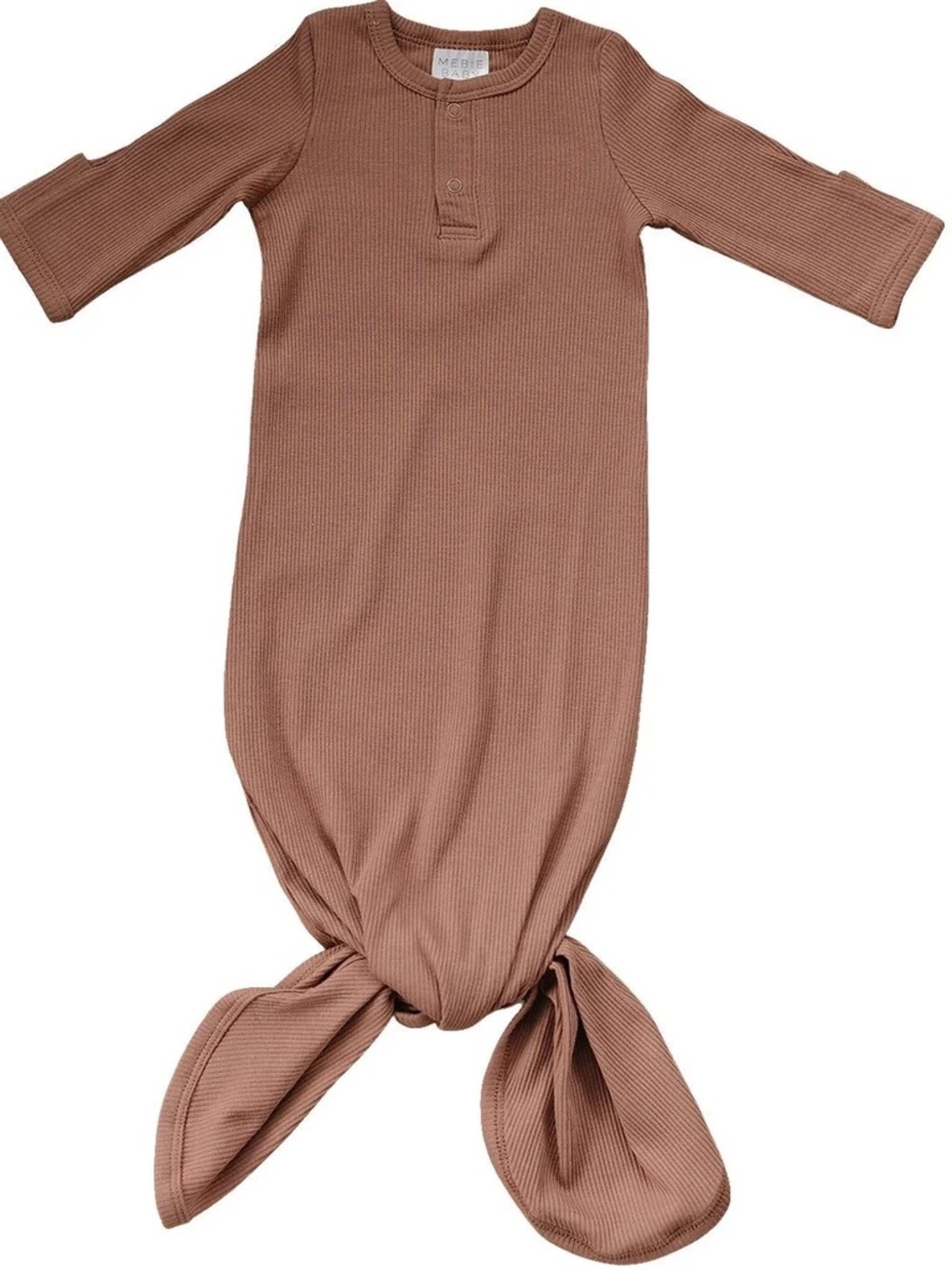 Mebie Baby Ribbed Dusty Rose Knotted Gown 0-3M